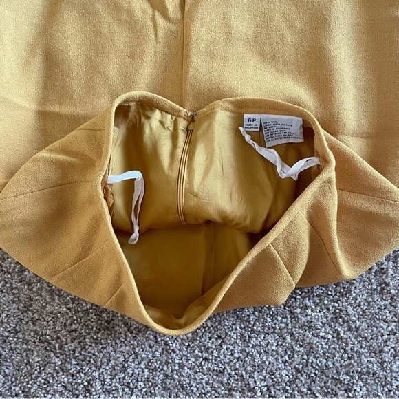 Sassco Classic 100% Wool Pencil Skirt Women’s 6 Petite Yellow Lined Pleated Slit - Picture 11 of 14